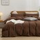 BESTOUCH Duvet Cover Set 100 Washed Cotton Linen Feel Super Soft Comfortable Chic Lightweight 3 PCs Home Bedding Set Solid Cocoa Brown Oversized Full