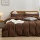 BESTOUCH Duvet Cover Set 100 Washed Cotton Linen Feel Super Soft Comfortable Chic Lightweight 3 PCs Home Bedding Set Solid Cocoa Brown Oversized Full