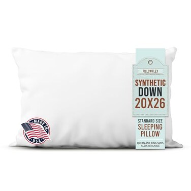 Pillowflex Synthetic Down Sleeping Pillows Standard Size Medium Firmness for Back Side Stomach Sleepers Ideal for Standard Size Bed Twin Full Size Beds Comfortable Pillow for Sleeping