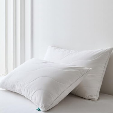 Three Geese White Goose Feather Down Pillows Queen Size Set of 2100 Cotton Medium FirmSoft Support