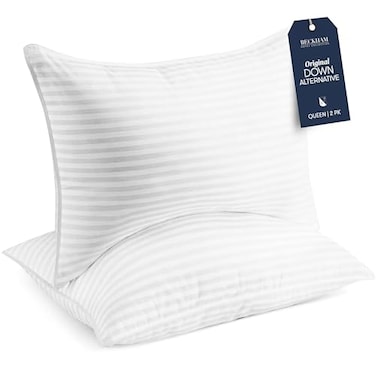 Beckham Hotel Collection Bed Pillows StandardQueen Size Set of 2 Original Soft Down Alternative Pillow for Sleeping Soft Support for Back Stomach or Side Sleepers