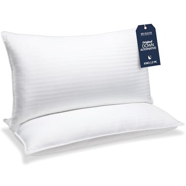Beckham Hotel Collection Bed Pillows King Size Set of 2 Down Alternative Pillow for Back Stomach or Side Sleepers