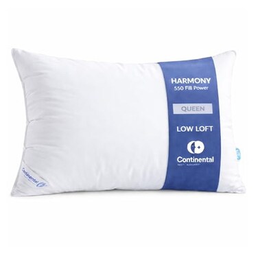 Continental Bedding Harmony White Goose Down Pillow 550 Fill Power Soft Loft 100 Cotton 300 Thread Count Shell Queen Size 1 Pack Made in USA
