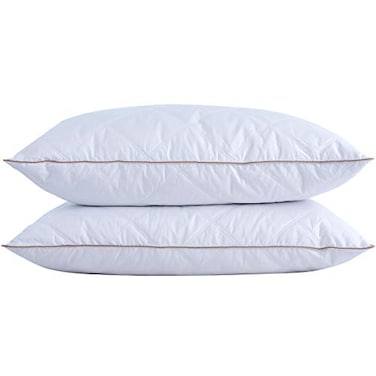 puredown Goose Feathers and Down Pillow with Diamond Quilting with 100 Cotton Cover Pack of 2 Queen Size