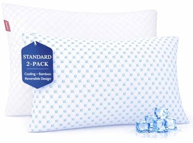 Nestl Cooling Pillow for Sleeping 2 Pack Luxury Shredded Memory Foam Pillows Standard Size Set of 2 Adjustable Cold Gel Pillows for Hot Sleepers Supportive Cool Pillow for Side Back Stomach Sleepers
