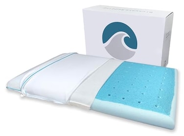 Bluewave Bedding Ultra Slim Max Cool CarbonBlue Gel Memory Foam Pillow for Stomach and Back Sleepers Thin Flat Design with Advanced Cooling 275Inch Height Standard Size