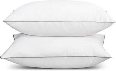 EDOW Soft Pillows for Sleeping 2 PackSupportive Down Alternative Polyester MicroFiber Filled Pillows Brushed Cotton Cover Machine Washable White Queen20x30