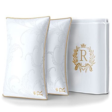 Royal Therapy Pillows King Size Set of 2 Down Alternative Bed Pillows Adjustable King Size Jacquard Cotton for All Sleepers Side Sleeper Pillow 2 Pack