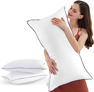 SEMZSOM Bed Pillows for Sleeping Queen Size Set of 2 Luxury Hotel Pillows with Premium Soft Down Alternative Filling for Back Stomach and Side Sleepers