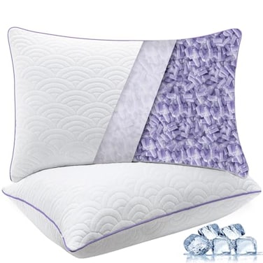 MOLCLCUY Memory Foam Pillows Standard Size Set of 2 Adjustable Cool Pillow for Side Back Stomach Sleepers Luxury with Washable Cover