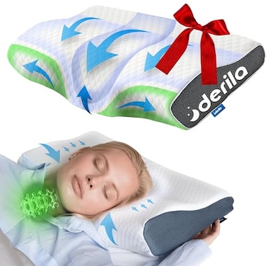 Derila King Size Neck Pillow for Sleeping Cervical Pillow Memory Foam Side Sleeper Pillows Bed Contour Pillows for Back Stomach Sleepers for Men 236x134x43 in