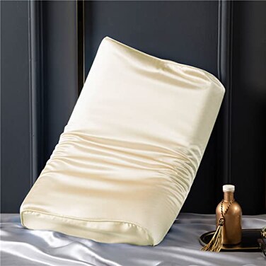 Cozysilk Mulberry Silk Pillowcase for Memory Foam and Neck Pillows Cervical and Contour Pillow Beige 21 x 145 x 4942