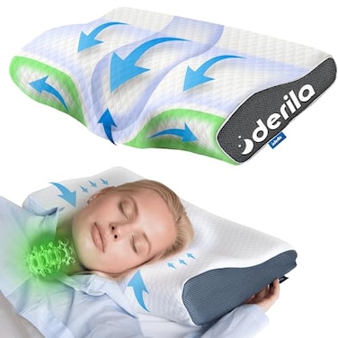 Derila Cervical Queen Size Pillow for Sleeping Support Pillow for Side Back Stomach Sleepers Contour Best Bed Pillows for Sleeping 236 x 134 x 43