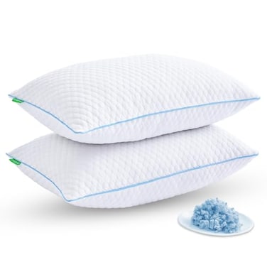 Friendriver Shredded Memory Foam Pillows for Sleeping 2 Pack Cooling Bed Pillows Queen Size Set of 2 Firm Pillow for Side and Back Sleepers Adjustable Gel Pillow with Removable Cover