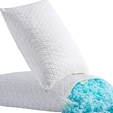 KEYOOHOME Shredded Memory Foam Pillows for SleepingBed Pillows King Size Set of 2 Pack Cooling AdjustableGood for Side and Back Sleeper with Washable Removable Cover