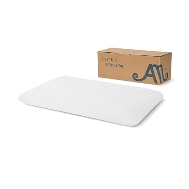 AM AEROMAX 275 Inches Queen Size Hyper Slim Memory Foam Pillow for Stomach and Back Sleepers Thin Flat Design for Cervical Neck Alignment and Deeper Sleep