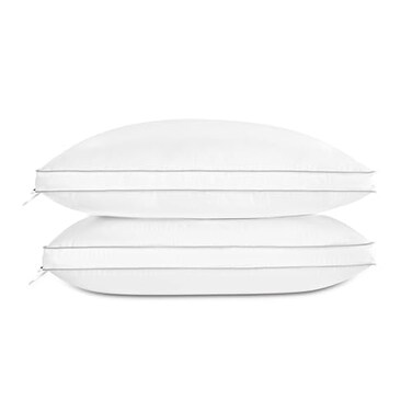 Globon Luxury Feather Down Pillow Standard Queen SizeFirm Gusseted Bed Pillows for Sleeping Hotel Collection Fluffy Pillow18X26 Set of 2
