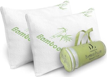 DreamField Linen Rayon Derived from Bamboo Pillows Standard Size Set of 2 Adjustable Shredded Memory Foam for Sleeping Cooling Breathable Pillowcase with Zipper Back Stomach Side Sleeper 26x20 Inch