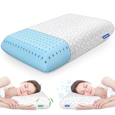 CushZone Memory Foam Pillows for Sleeping Bed Pillow with Removable and Machine Washable Cover Bed Pillow for Side Neck Pillow Back and Stomach Sleepers Standard Size 1 Pack