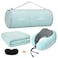 urnexttour Travel Pillow and Blanket Set Neck Pillows Soft Blankets with Sleep Mask Travel Essentials for Airplane Car Memory Foam Blue Green