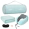 urnexttour Travel Pillow and Blanket Set Neck Pillows Soft Blankets with Sleep Mask Travel Essentials for Airplane Car Memory Foam Blue Green