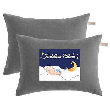 NTBAY Toddler Pillows Down Alternative 13x18 Pillow Machine Washable Soft and Breathable Travel Small Pillows for Sleeping Ideal for Daycare Crib Cot Dark Grey