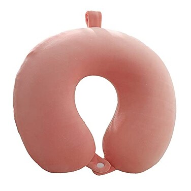 GDEOUP Travel Pillow Memory Foam Neck Pillow Support PillowLuxury Compact Lightweight Quick Pack for CampingSleeping Rest Cushion Pink