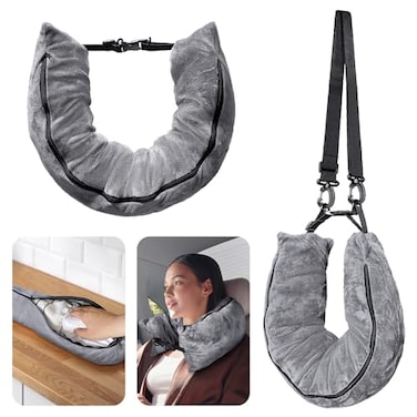 Eppyyo Stuffable Travel Pillow for Extra Luggage Velvet Travel Neck Pillow Storage Bag with Adjustable Neck Size Fits About 6 TShirts Travel Essentials Multifunctional Sleeping Rest Cushion