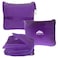 BlueHills Travel Blanket Pillow Premium Soft Plush for Airplane Travel Size Blanket Throw Long Flight Essentials in Compact Bag Plane Portable Lightweight Purple T021