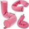 Dot&Dot DotDot Twist Memory Foam Travel Pillow for Airplanes Neck Pillow for Sleeping Airplane Pillow for Neck Support Chin Lumbar and Leg Bendable Neck Roll Pillow Travel Essentials