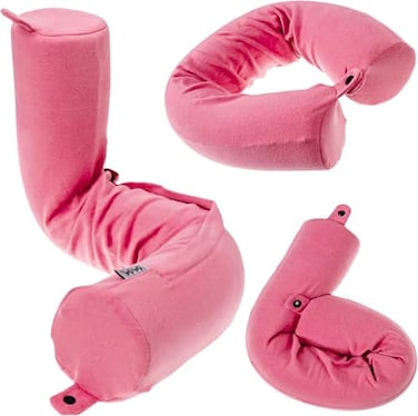 Dot&Dot DotDot Twist Memory Foam Travel Pillow for Airplanes Neck Pillow for Sleeping Airplane Pillow for Neck Support Chin Lumbar and Leg Bendable Neck Roll Pillow Travel Essentials