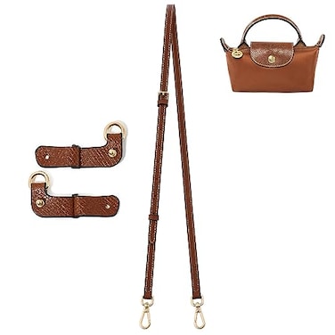 RYYXZXL Leather Purse Straps Replacement Shoulder Strap Leather Adjustable Crossbody Strap Suitable for Long champ HandbagsBrowngold Hardware