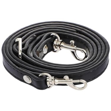 RAYNAG Adjustable Purse Strap Replacement Leather Handbag Shoulder Strap Replacement with Silver Metal Swivel Hooks Black