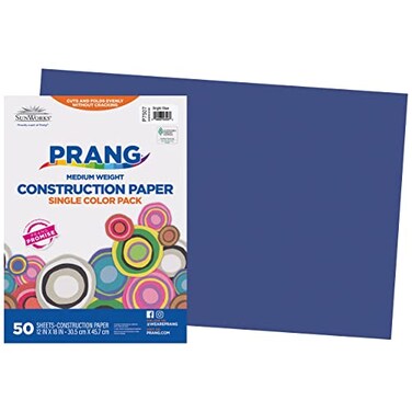 Prang Formerly SunWorks Construction Paper Bright Blue 12 x 18 50 Sheets