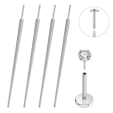 Lyuxzad Piercing Taper 4Pcs 16G Piercing Changing Tool Threadless Piercing Taper Insertion Tool Piercing Threader Tool Insertion Pin Screw On Piercing Tools for Changing Jewelry Belly Lip Eyebrow Tong