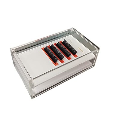 LIXIMMAZN 2 Layers Acrylic Eyelash Pallet Organizer Box Grafting Eyelash Clear Makeup Display Container for False lashes Transparent Storage Case White