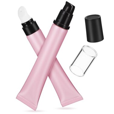 Didiseaon 2Pcs Empty Soft Squeeze Tubes 20g Essential Oil Roller Ball Tube with Ceramic Cover Pump Head for Lip Gloss