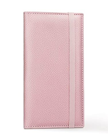 Yarnic Checkbook Cover for Personal Checkbook Checkbook Holder with Pen Holder Builtin Clear Plastic Divider for Duplicate Checks Baby Pink