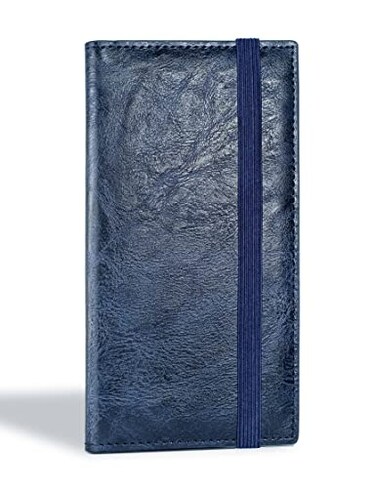 Yarnic Checkbook Cover for Personal Checkbook Checkbook Holder with Pen Holder Builtin Clear Plastic Divider for Duplicate Checks Blue