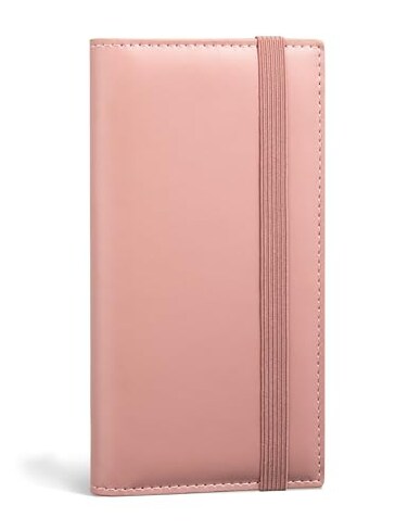 Yarnic Checkbook Cover for Personal Checkbook Checkbook Holder with Pen Holder Builtin Clear Plastic Divider for Duplicate Checks Blush Pink