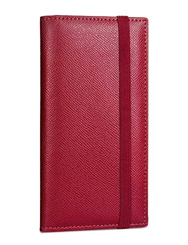 Yarnic Checkbook Cover for Personal Checkbook Checkbook Holder with Pen Holder Builtin Clear Plastic Divider for Duplicate Checks Dark Red