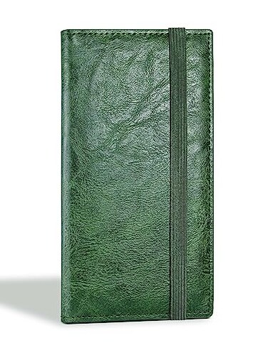 Yarnic Checkbook Cover for Personal Checkbook Checkbook Holder with Pen Holder Builtin Clear Plastic Divider for Duplicate Checks Green