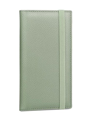 Yarnic Checkbook Cover for Personal Checkbook Checkbook Holder with Pen Holder Builtin Clear Plastic Divider for Duplicate Checks Sage Green