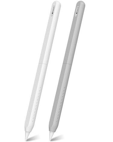 CUBETOOU 2 Pack Silicone Case for Apple Pencil 2nd Generation Case Cover Ultra Thin Protective Sleeve Accessories White Grey