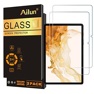 Ailun Screen Protector for Galaxy Tab S8 PlusS7 FES7 124 inch 2Pack Tempered Glass 9H Hardness Case Friendly