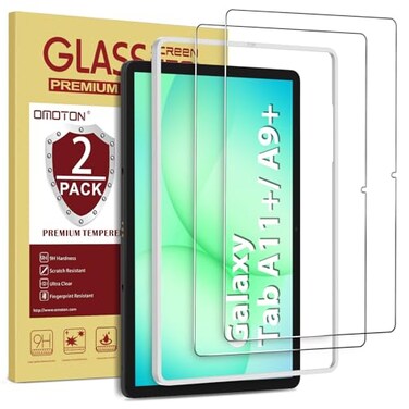 OMOTON Screen Protector for Samsung Galaxy Tab A9 Plus 5G Tablet 2 Pack Case FriendlyAlignment FrameTempered Glass 11 Inch 2023 Released Not for Tab A9