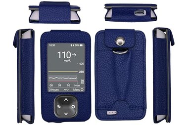 SNK Fitted Leather Case WScreen Protector pocket For Dexcom G7 G6 Receiver Retail packaging includes Lanyard DBlue