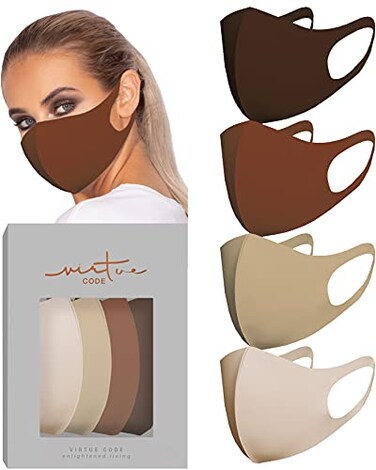 VIRTUE CODE Second Skin Cloth Face Mask Pack 4 Buttery Soft Masks Washable Fabric Desert Rose Face Mask Reusable Stretchy Comfortable Fresh Facemask