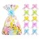 Kolewo4ever 20pcs Basket Bags Pull Bow Set 10 Pieces Easter Cellophane Wrap Plastic Bag 10 Pieces Easter Theme Pull Bow for Gifts Baskets Party Festivals 12x18 inch