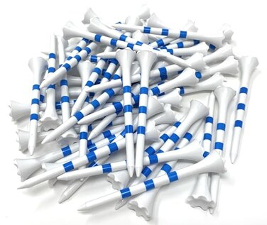 NorthPointe 3 Golf Tees Plastic WhiteBlue Stripes 100 Plastic Golf Tees in Bulk 100 3 14